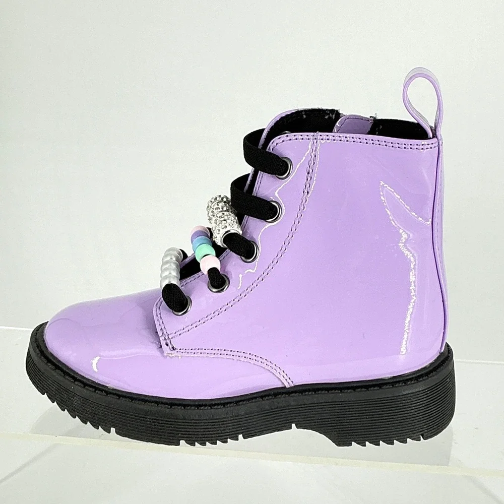 Tucker + Tate Girls Size 8‎ Purple Patent Leather Paislee Ankle Boots NEW Beaded